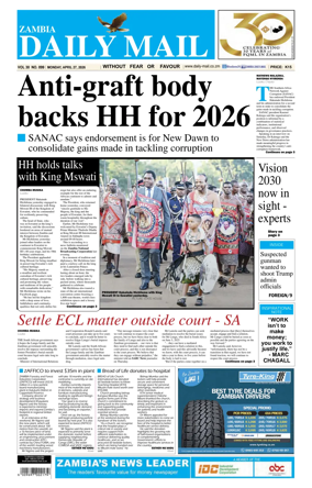 Cover of Zambia Daily Mail