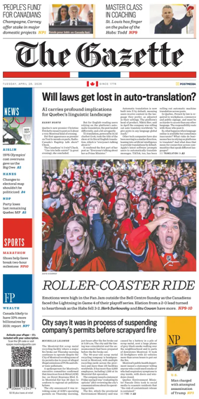 Cover of Montreal Gazette