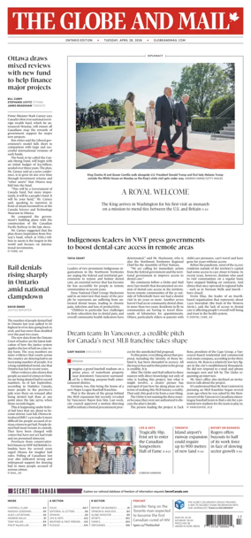 Cover of The Globe and Mail (Ontario Edition)