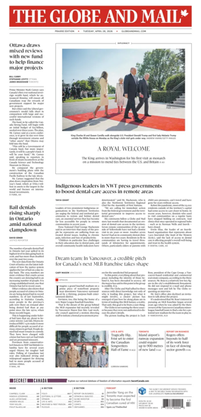 Cover of The Globe and Mail (Prairie Edition)