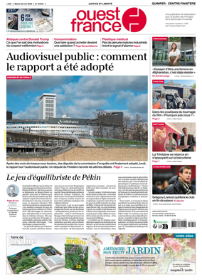 Cover of Ouest-France (Quimper Centre-Finistere)