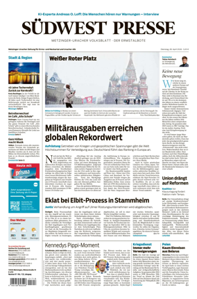 Cover of Sudwest Presse - Metzinger Uracher Volksblatt - Der Ermstalbote