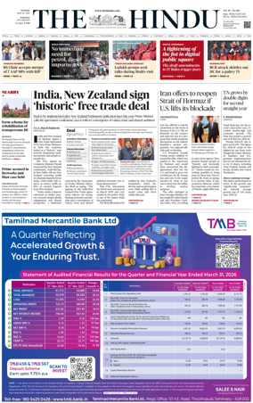 Cover of The Hindu (Madurai)