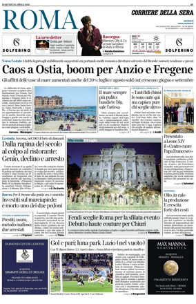 Cover of Corriere della Sera (Roma)