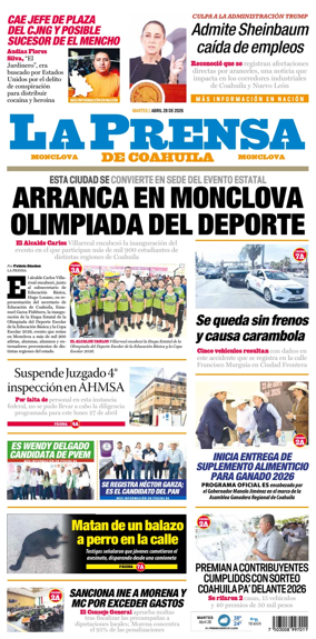 Cover of La Prensa de Coahuila