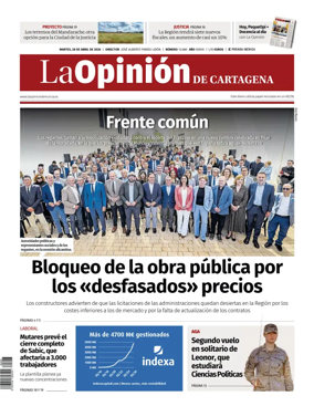 Cover of La Opinion de Murcia (Cartagena)