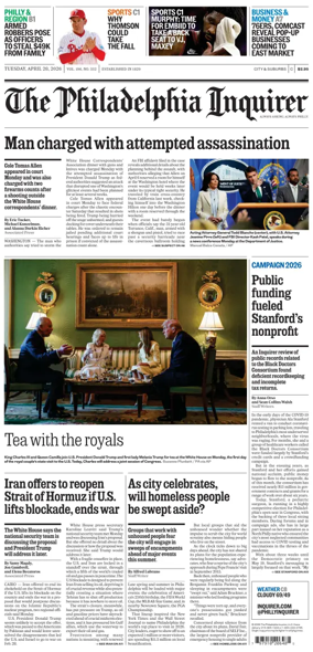 Cover of The Philadelphia Inquirer (South Jersey edition)