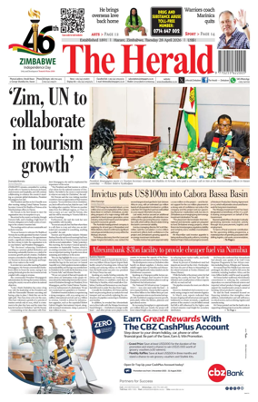 Cover of The Herald (Zimbabwe)