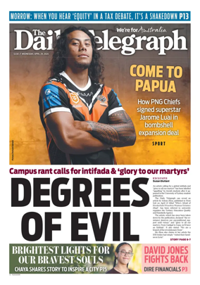 Cover of The Daily Telegraph (Sydney)