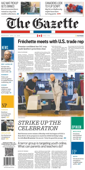Cover of Montreal Gazette