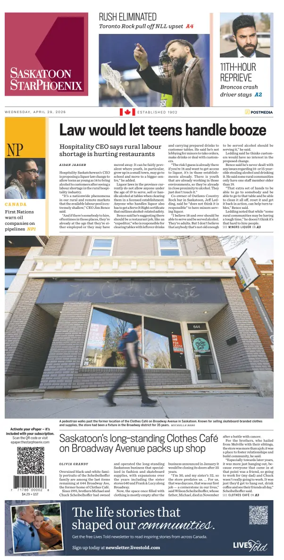 Cover of Saskatoon StarPhoenix