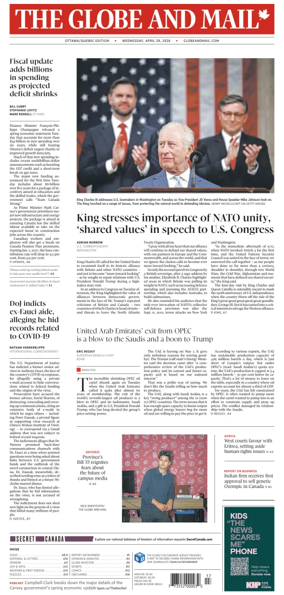 Cover of The Globe and Mail (Ottawa/Quebec Edition)