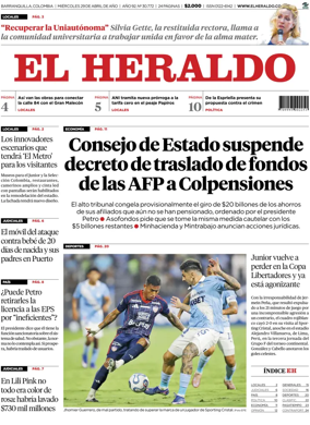 Cover of El Heraldo (Colombia)