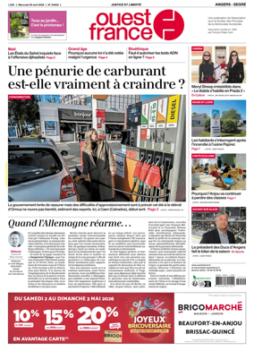 Cover of Ouest France (Angers / Segre)