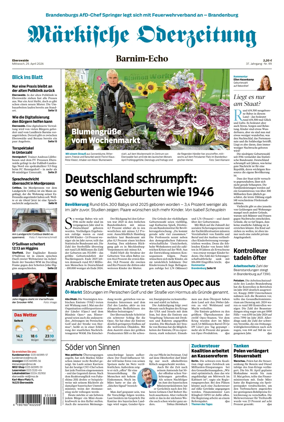 Cover of Markische Oderzeitung Eberswalde