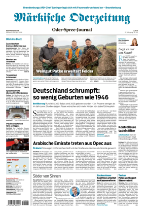 Cover of Markische Oderzeitung Eisenhuttenstadt