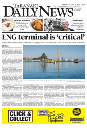 Cover of Taranaki Daily News