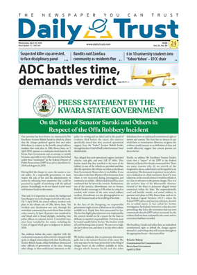 Cover of Daily Trust