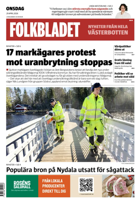 Cover of Folkbladet Vasterbotten