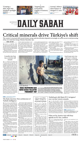 Cover of Daily Sabah (Turkey)