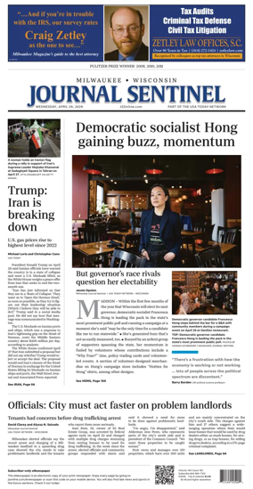 Cover of Milwaukee Journal Sentinel