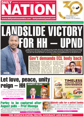 Cover of Daily Nation Newspaper