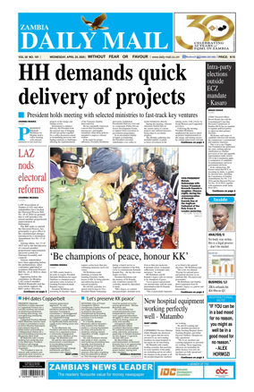Cover of Zambia Daily Mail