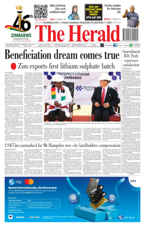 Cover of The Herald (Zimbabwe)