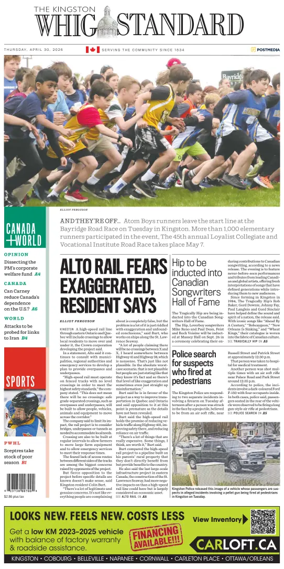 Cover of Kingston Whig-Standard