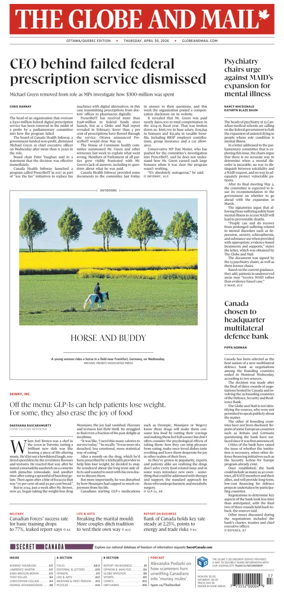 Cover of The Globe and Mail (Ottawa/Quebec Edition)