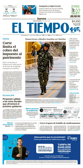 Cover of El Tiempo (Bogota)