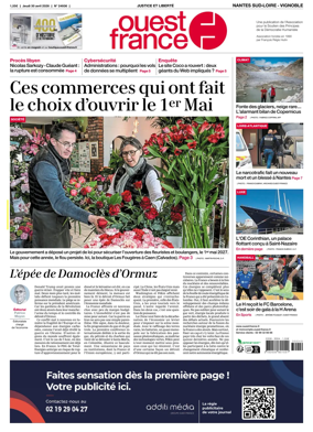 Cover of Ouest France (Nantes / Sud-Loire / Vignoble)