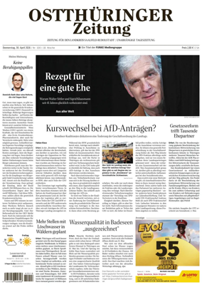 Cover of Ostthuringer Zeitung (Landkreis Saalfeld-Rudolstadt)
