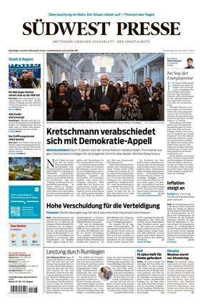 Cover of Sudwest Presse - Metzinger Uracher Volksblatt - Der Ermstalbote
