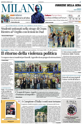 Cover of Corriere della Sera (Milano)