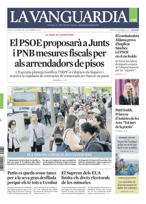 Cover of La Vanguardia (Catala)