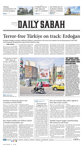 Cover of Daily Sabah (Turkey)
