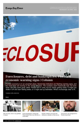 Cover of Tampa Bay Times TFP