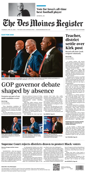 Cover of The Des Moines Register