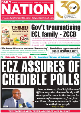 Cover of Daily Nation Newspaper
