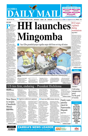Cover of Zambia Daily Mail