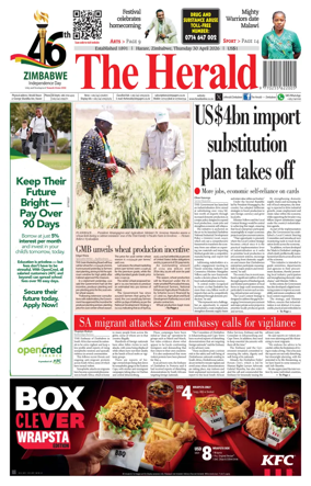 Cover of The Herald (Zimbabwe)