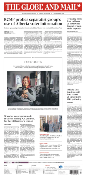 Cover of The Globe and Mail (BC Edition)