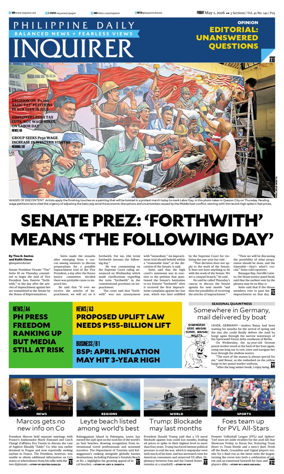 Cover of Philippine Daily Inquirer