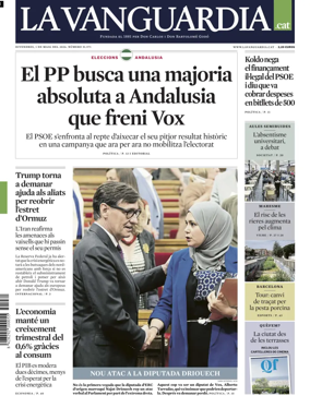 Cover of La Vanguardia (Catalonia - 1st edition)