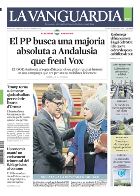 Cover of La Vanguardia (Catala)