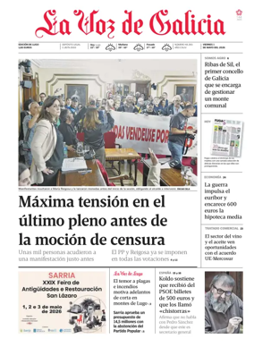 Cover of La Voz de Galicia (Lugo)