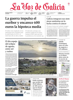 Cover of La Voz de Galicia (Ourense)