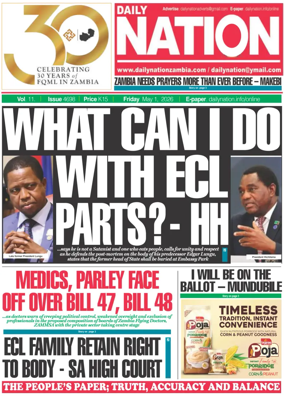 Cover of Daily Nation Newspaper