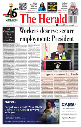 Cover of The Herald (Zimbabwe)
